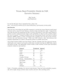 Terrain Based Probability Models for SAR Executive Summary