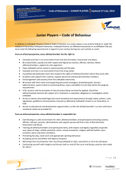Code of Behaviour &ndash; Junior Players (July 2010)
