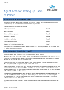 Agent Area for setting up users of Palace
