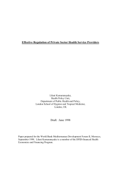 Effective Regulation of Private Sector Health Service Providers