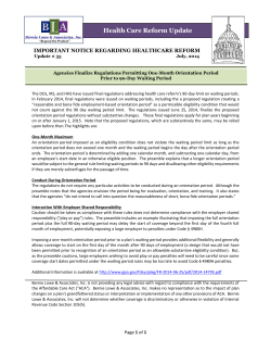 Agencies Finlaize Regulations Permitting One Month Orientation