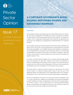 A Corporate Governance Model - International Finance Corporation