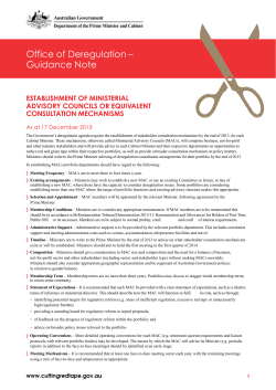Establishment of Ministerial Advisory Councils or Equivalent