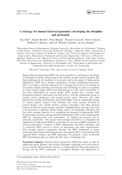 A strategy for human factors/ergonomics - Cnam