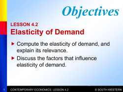 4.2 Elasticity of Demand Objectives