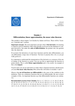 Module 2 Differentiation, linear approximation, the mean value