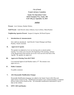 City of Sandy Transit Advisory Committee Sandy City Operations