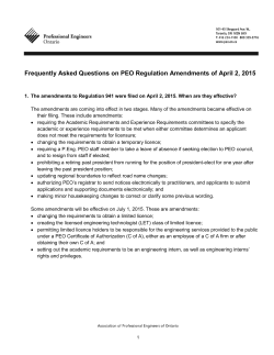Frequently Asked Questions on PEO Regulation Amendments of