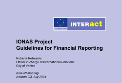 IONAS Project Guidelines for Financial Reporting