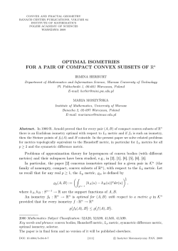 OPTIMAL ISOMETRIES FOR A PAIR OF COMPACT CONVEX
