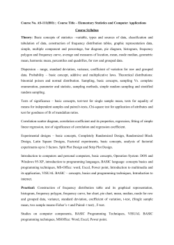 Course Syllabus Theory: Basic concepts of statistics &ndash;variable, types