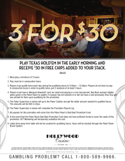play texas hold`em in the early morning and receive $30 in free