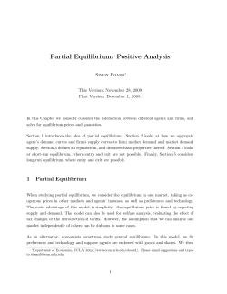 Partial Equilibrium: Positive Analysis