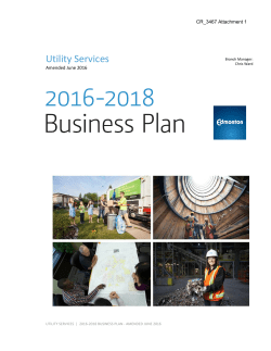 City of Edmonton Utility Services 2016/2018 Business Plan