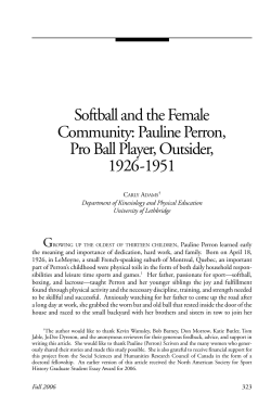 Softball and the Female Community: Pauline Perron, Pro Ball Player