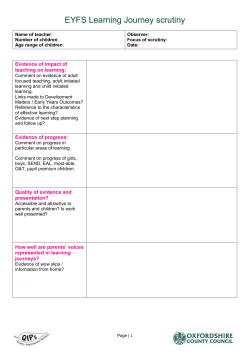 EYFS Learning Journey scrutiny Name of teacher: Number of