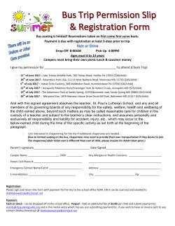 Bus seating is limited! Reservations taken on first come first serve