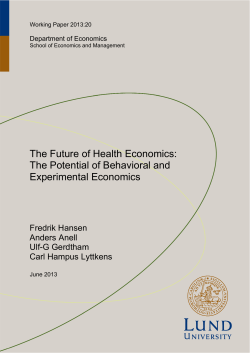 The Future of Health Economics: The Potential of Behavioral and