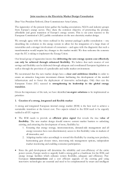 Joint reaction to the Electricity Market Design Consultation Dear