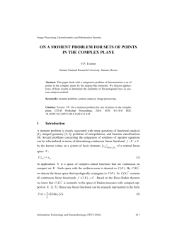 on a moment problem for sets of points in the complex plane