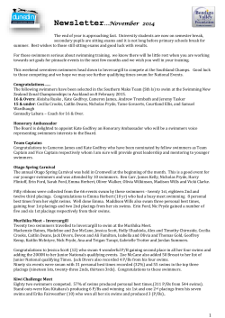 Newsletter&hellip;November 2014 - Dunedin Swim Coaching Board