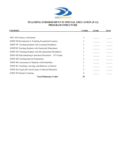 TEACHING ENDORSEMENT IN SPECIAL EDUCATION (P