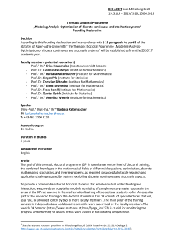 Thematic Doctoral Programme &bdquo;Modeling-Analysis