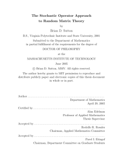 The Stochastic Operator Approach to Random Matrix Theory Brian D