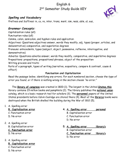KEY English 6 2nd Semester Study Guide KEY Spelling and