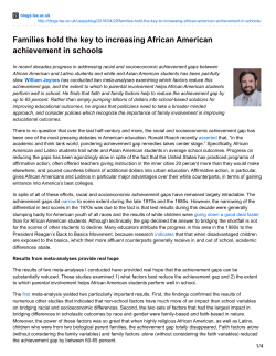 Families hold the key to increasing African American achievement in