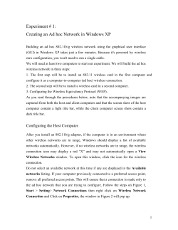 Creating an Ad hoc Network in Windows XP