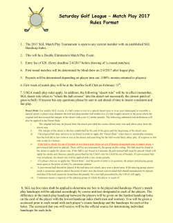 Match Play 2017 Rules Format
