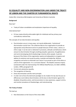 eu equality and non-discrimination law under the treaty of lisbon and