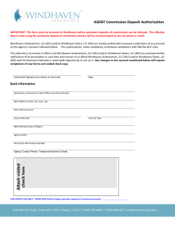 AGENT Commission Deposit Authorization Attach voided check here