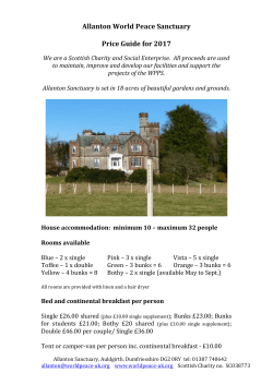 price guide 2016 - Allanton World Peace Sanctuary