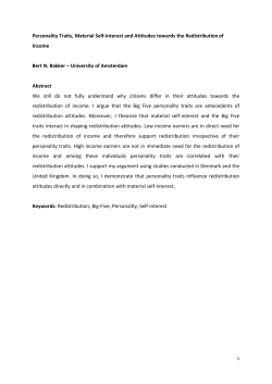 Personality Traits, Material Self-interest and Attitudes