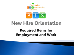 New hire orientation - Behavior Intervention Services