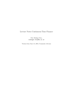 Lecture Notes Continuous-Time Finance