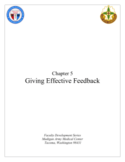 Giving Effective Feedback - Uniformed Services Academy of Family