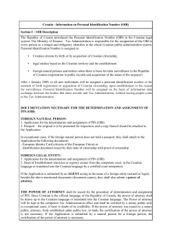 Croatia - Information on Personal Identification Number
