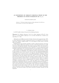 AN EXPOSITION OF JORDAN`S ORIGINAL PROOF OF HIS