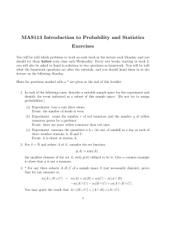 MAS113 Introduction to Probability and Statistics Exercises