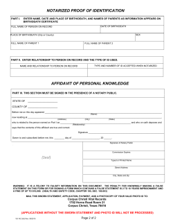 AFFIDAVIT OF PERSONAL KNOWLEDGE NOTARIZED PROOF OF