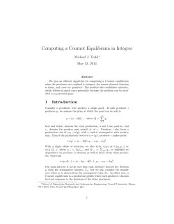 Computing a Cournot Equilibrium in Integers