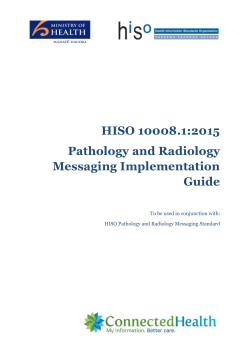 HISO 10008.1:2015 Pathology and Radiology