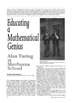Educating a Mathematical Genius: Alan Turing at Sherborne Shool