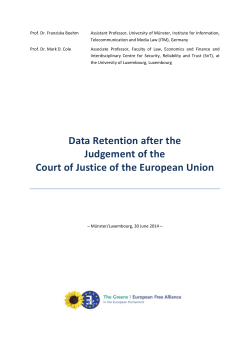 Data Retention after the Judgement of the Court of Justice of the