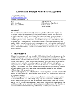 An Industrial-Strength Audio Search Algorithm Abstract 1 Introduction