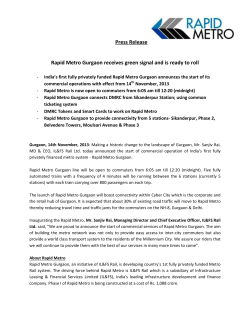 Press Release Rapid Metro Gurgaon receives green signal and is