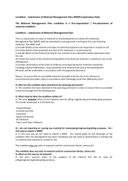 Condition - Submission of Material Management Plan (MMP